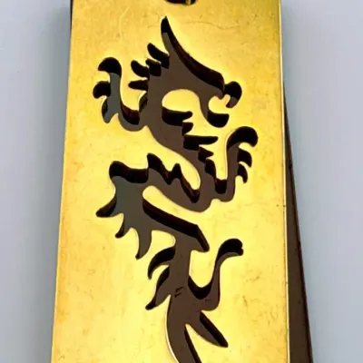 Karis Stainless Steel Dragon Cutout Dog Tag Pendant