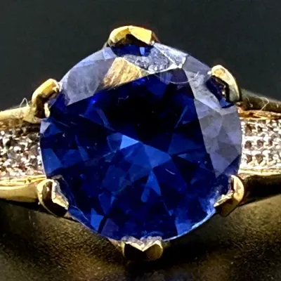 Blue Stone Gold Vermeil Sterling Silver Ring