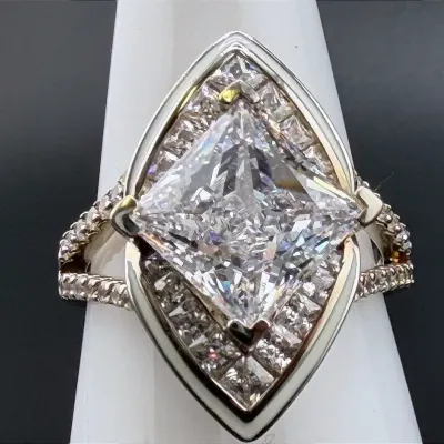 Princess-Cut Clear Stone Sterling Silver Ring
