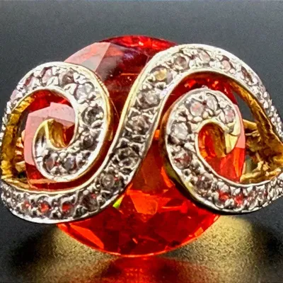 Orange Stone Gold Vermeil Sterling Silver Ring