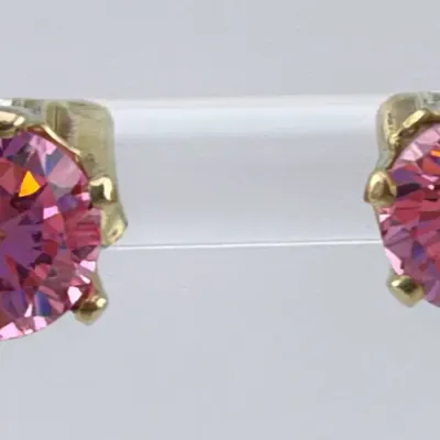 Pink Stone Gold Vermeil Sterling Silver Stud Earrings