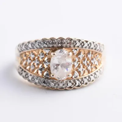 Ornate Sterling Silver Gold Vermeil Ring