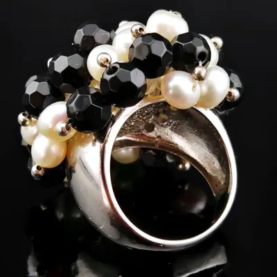 Beaded Sterling Silver Cha-Cha Cocktail Ring 