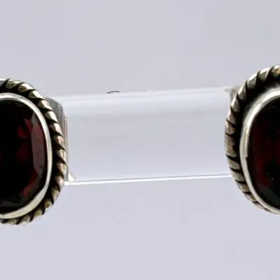 Garnet Sterling Silver Stud Earrings