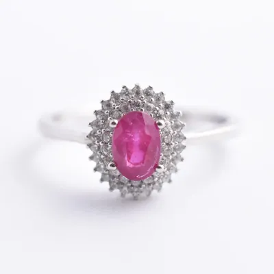Ruby Sterling Silver Halo Ring
