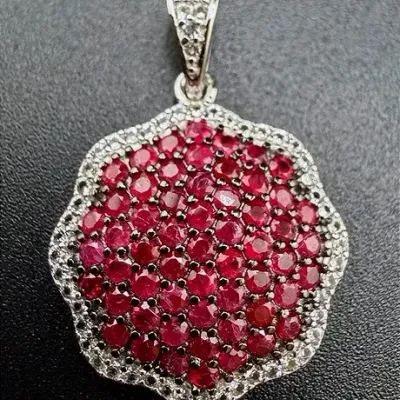 Ruby Sterling Silver Necklace Pendant 