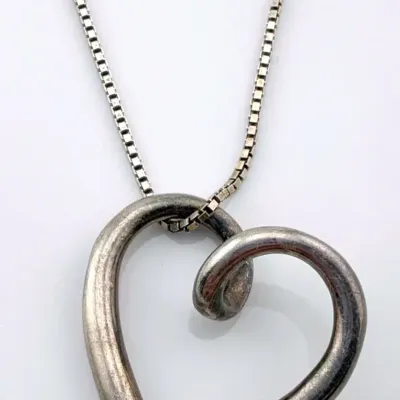 Sterling Silver Heart Pendant On Italian Sterling Silver Chain