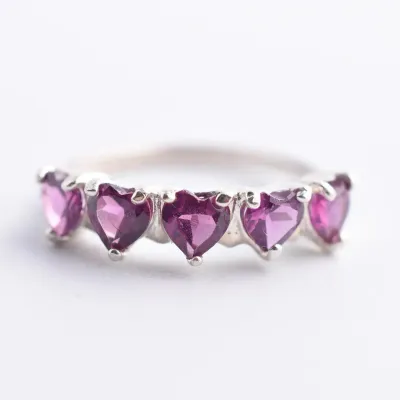 Rhodolite Garnet Sterling Silver Line Ring