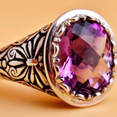 4ct Amethyst Sterling Silver Statement Ring 