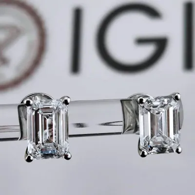 3.02ctw Lab Diamond 14k White Gold Screw Back Earrings W/ IGI Report 