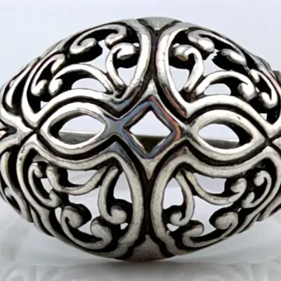 Sterling Silver Filigree Design Dome Ring