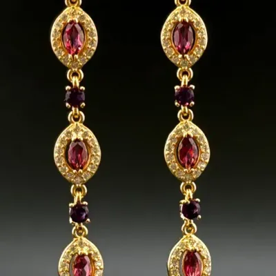 Rhodolite Garnet & Amethyst Gold Vermeil Sterling Silver Drop Earrings