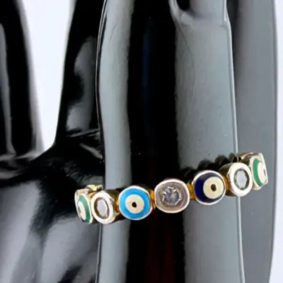 Sterling Silver Evil Eye Eternity Band