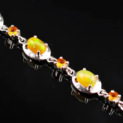 Opal & Citrine Sterling Silver Bracelet 