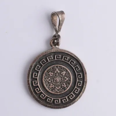 Sterling Silver Aztec Calendar Pendant