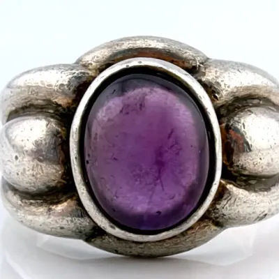 Amethyst Cabochon Sterling Silver Ring