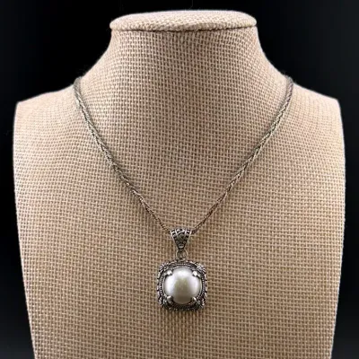 Italian Pearl Sterling Silver Necklace 