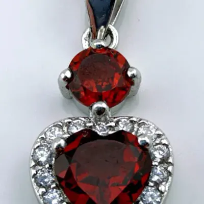 Garnet Sterling Silver Heart Pendant