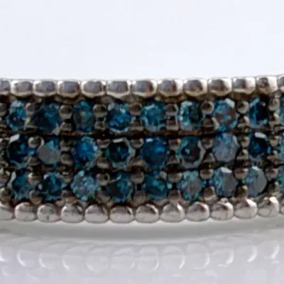 Blue Diamond Sterling Silver Pave Band