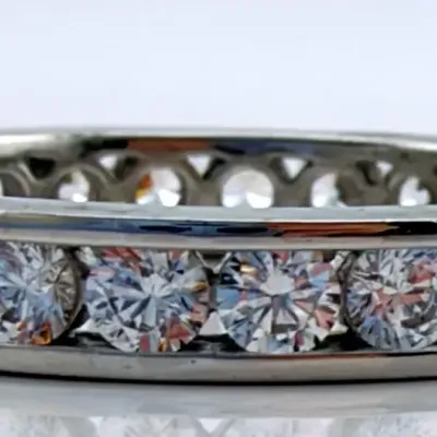 Clear Stone Sterling Silver Eternity Band