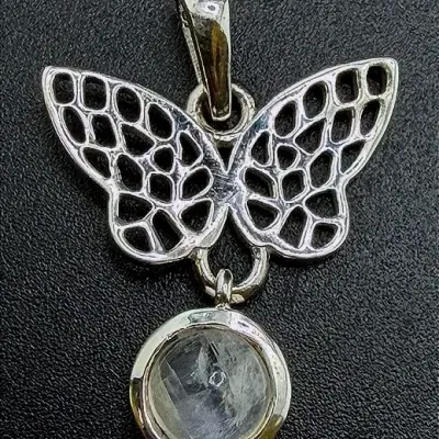 Moonstone Sterling Silver Butterfly Pendant 