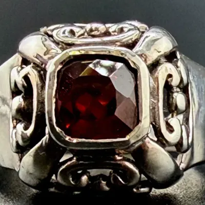 Garnet Sterling Silver Ring 