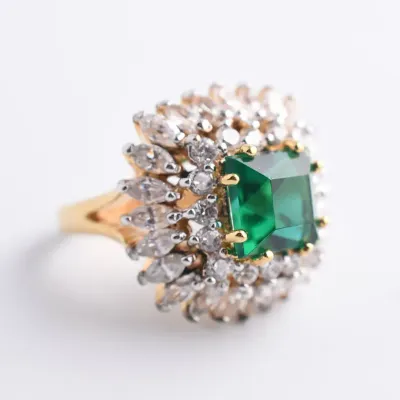 Camrose & Kross, Jackie Kennedy Green 18K Yellow Gold over Sterling Silver Halo Ring