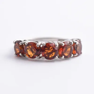 Garnet Sterling Silver Line Ring
