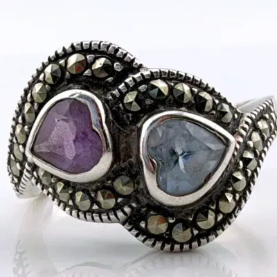 Amethyst & Topaz Sterling Silver Ring 