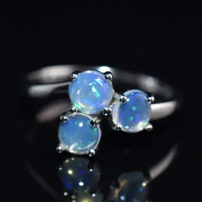 Fire Opal Cabochon Sterling Silver Ring