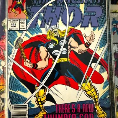 Sale Photo Thumbnail #3: Marvel Comics The Mighty Thor issue #433 from June 1991, bagged in a plastic sleeve.