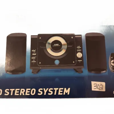 Vintage Coby CX-CD377 CD stereo system with detachable speakers and remote, new in original box.