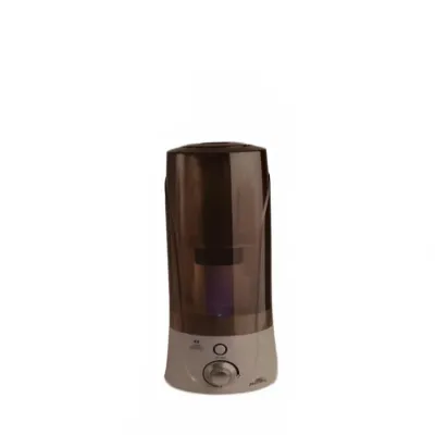 Modern Air Innovations cool mist humidifier with a smoked plastic water reservoir and silver base.