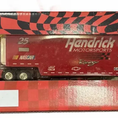 Hendrick Motorsports #25 NASCAR semi-truck haul diecast replica, new in original window box packaging.
