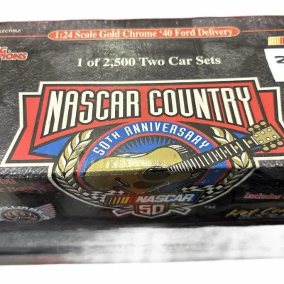Racing Champions NASCAR Country 50th Anniversary limited edition two-car set in original box, featuring 1:24 scale Gold Chrome '40...