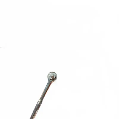 Chrome-plated socket wrench ratchet tool in good, used condition.