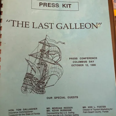 "The Last Galleon" press kit from a Columbus Day press conference on October 12, 1990.
