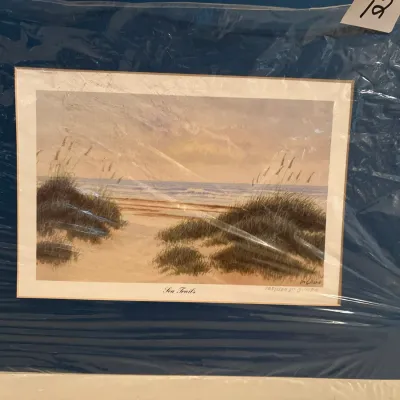 Matted limited edition print titled 'Sea Trails' by Vic Gillespie, numbered 103/1500 and sealed in protective plastic wrap.