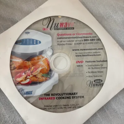 NuWave Pro Infrared Oven instruction and recipe DVD, presented in a paper window sleeve.