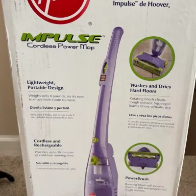 Hoover Impulse cordless power mop, boxed in its original packaging.