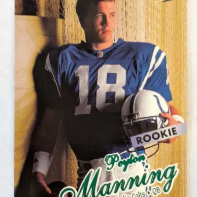 1998 Fleer Ultra Peyton Manning Indianapolis Colts rookie football card in clean condition.