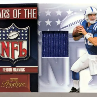 2007 Playoff Prestige 'Stars of the NFL' Peyton Manning game-used jersey trading card.