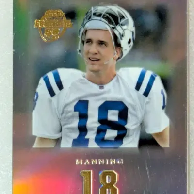 2005 Topps Football 50th Anniversary Peyton Manning Indianapolis Colts trading card.