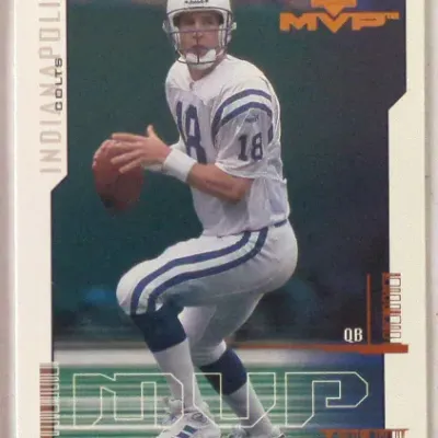 1999 Upper Deck MVP Peyton Manning Indianapolis Colts football trading card in excellent condition.