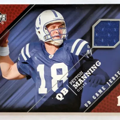 Upper Deck Peyton Manning Indianapolis Colts UD Game Jersey relic trading card.