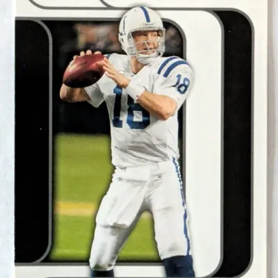 2010 Topps Unique Peyton Manning 'Unparalleled Performances' football trading card, featuring him in an Indianapolis Colts...
