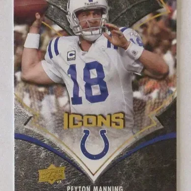 Upper Deck Icons Peyton Manning Indianapolis Colts trading card in clean condition.