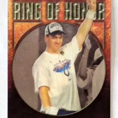 Peyton Manning Super Bowl XLI MVP Ring of Honor football trading card in good condition.