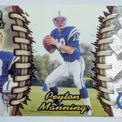1999 Pacific Omega Peyton Manning Indianapolis Colts trading card.