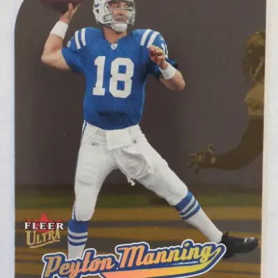 Fleer Ultra Peyton Manning Indianapolis Colts football trading card featuring a rounded top-left corner design.